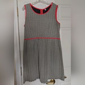 Xhilaration Black and White Chevron Stripe Dress with Pink Trim